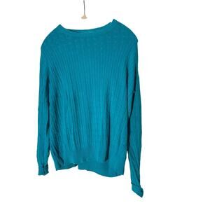 Kim Rogers Crew Neck Ribbed Turquoise Sweater Sz XL